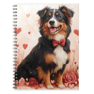 Caderno Espiral Australian Shepherd com Rosas - Dia dos Namorados