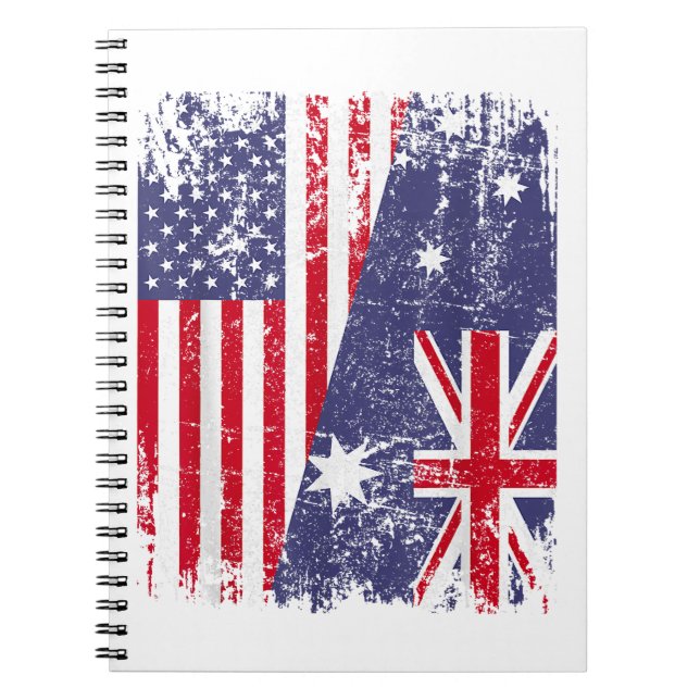 Caderno Espiral AUSTRALIANA ROOTS Half American Flag AUSTRÁLIA (Frente)