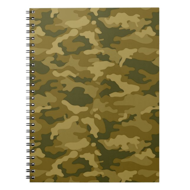 Caderno Espiral Autêntica Camuflagem Militar do Exército Verde (Frente)