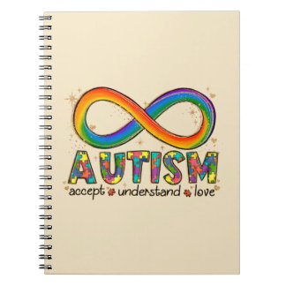 Caderno Espiral Autismo - Símbolo Infinito - Aceitar, Entender, Am