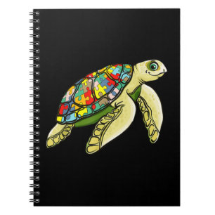 Caderno Espiral Autista Atenção ao Quebra-cabeça de Tartaruga do