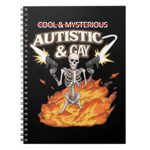 Caderno Espiral Autista e esqueleto Gay Engraçado Autismo consciên