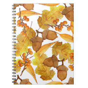 Caderno Espiral Autumn Acorns: Design de Ação de Graças de Waterco
