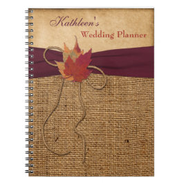 Caderno Espiral Autumn Deixa FAUX Burlap WedPlanner - Vinho