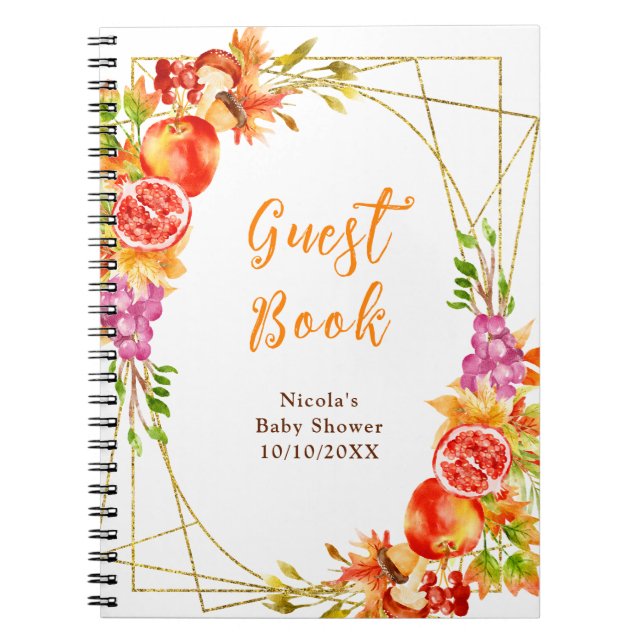 Caderno Espiral Autumn Fall Harvest Baby Shower Guest Book (Frente)