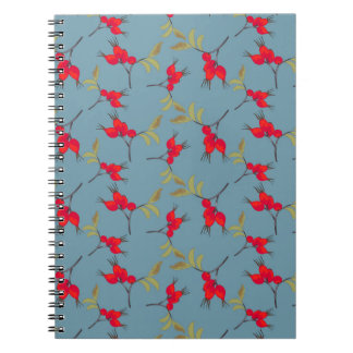 Caderno Espiral Autumn Fall Notebook with rosehip pattern