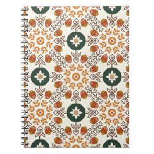 Caderno Espiral Autumn Floral Geométrico, Vintage Invisível.