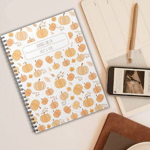 Caderno Espiral Autumn Harvest Pumpkin e Folha de Folha