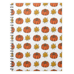 Caderno Espiral Autumn Leaves: Padrão de Abóbora Desenhado À Mão