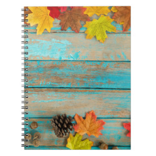 Caderno Espiral Autumn Maple: Pinecone Nature Frame.