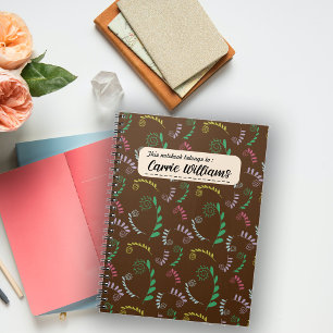 Caderno Espiral Autumn Mimosa deixa no carvalho-escuro