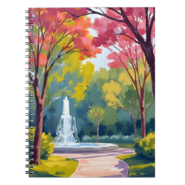 Caderno Espiral Autumn Park Fall Foliage Watercolor
