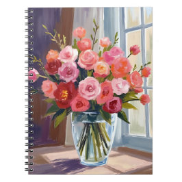 Caderno Espiral Autumn Rose Bouquet Floral Fall