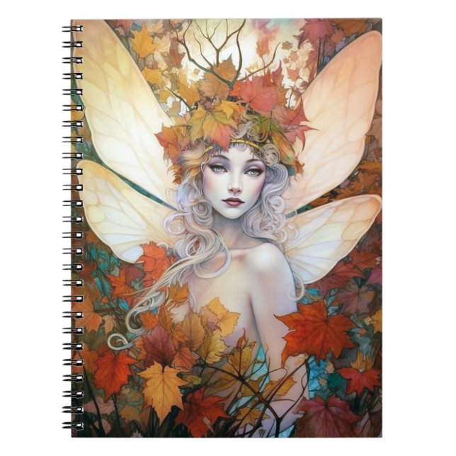 Caderno Espiral Autumn Woodland Fairy Fantasy Art (Frente)