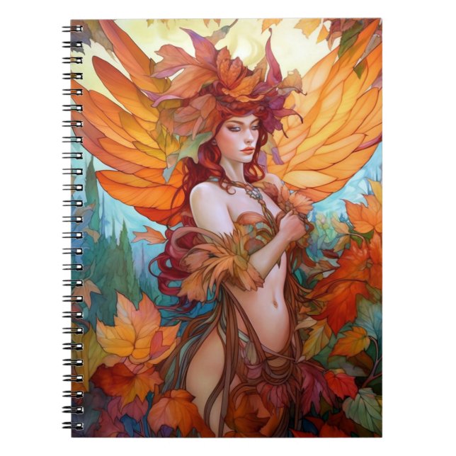 Caderno Espiral Autumn Woodland Fairy Fantasy Art (Frente)