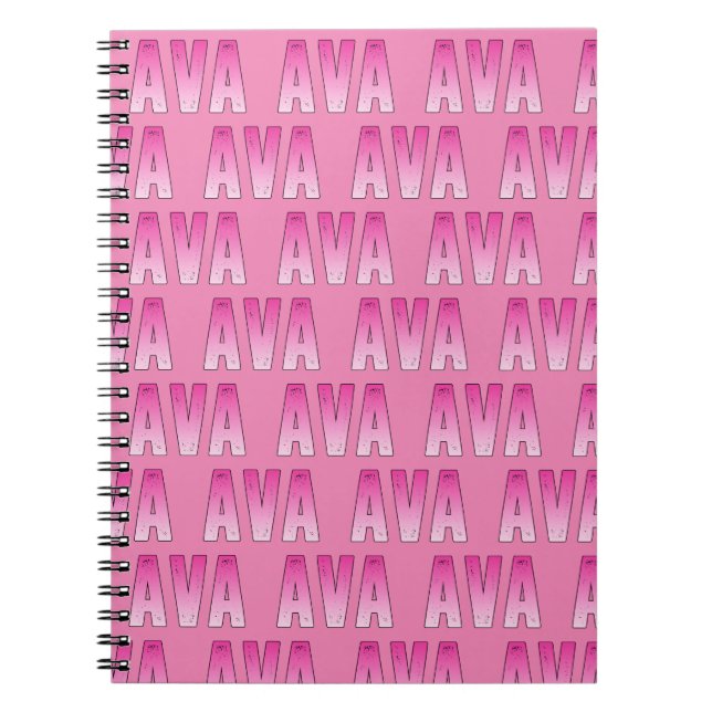 Caderno Espiral Ava pink name (Frente)