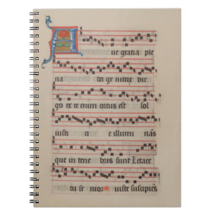 Caderno Espiral Ave gratia plena - Manuscrito Antifão Medieval