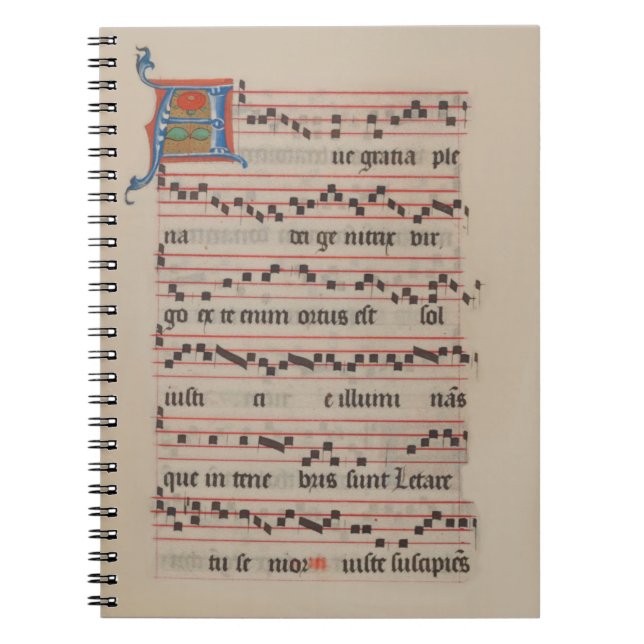 Caderno Espiral Ave gratia plena - Manuscrito Antifão Medieval (Frente)
