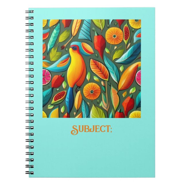 Caderno Espiral ave tropical brilhante (Frente)