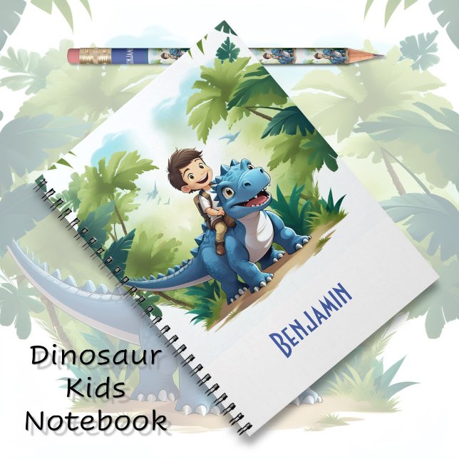 Caderno Espiral Aventura de Dinossauro Azul para Crianças Pequenas (Criador carregado)