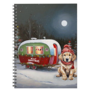 Caderno Espiral Aventura de Natal do ouro Retriever Caravan