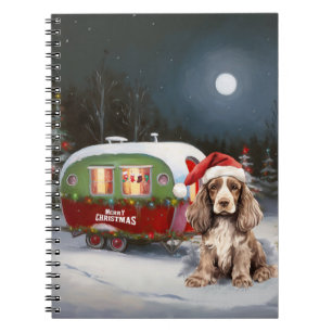 Caderno Espiral Aventura de Natal do Winter Cocker Spaniel Caravan