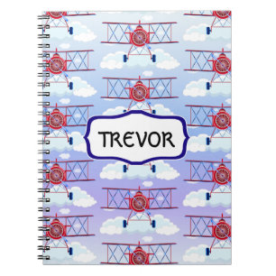 Caderno Espiral Aventura do viagem do aviador do avião do vintage