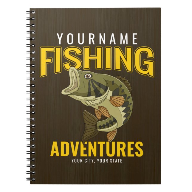 Caderno Espiral Aventuras De Pesca Personalizadas Anglas De Peixe (Frente)