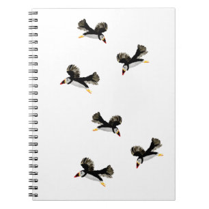 Caderno Espiral Aves Costeiras Voando Puffins