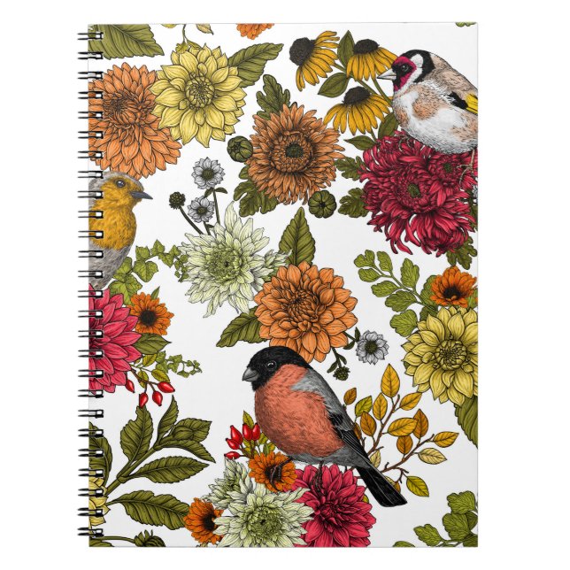 Caderno Espiral Aves e flores do jardim 1 (Frente)