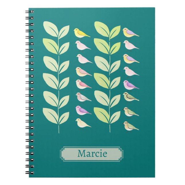 Caderno Espiral Aves e Folhas de Aquarela (Frente)