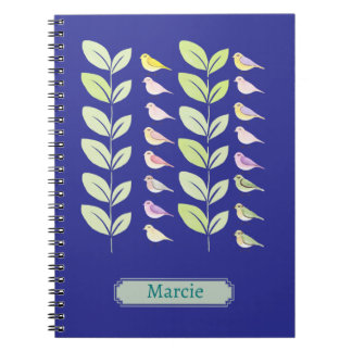 Caderno Espiral Aves e Folhas de Aquarela