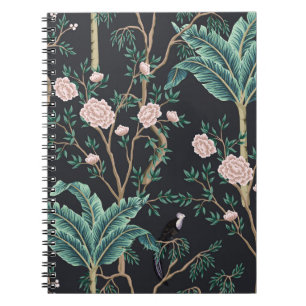 Caderno Espiral Aves Exóticas Chinoiserie: Muro de Árvores de Bana