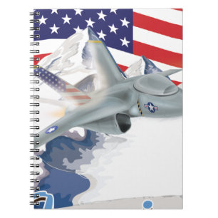 Caderno Espiral Avião de combate americano