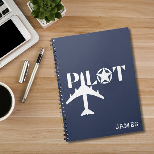 Caderno Espiral Avião Piloto Aviação Militar Estrela Personalizada