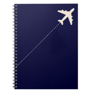 Caderno Espiral avião viagem com linha pontilhada