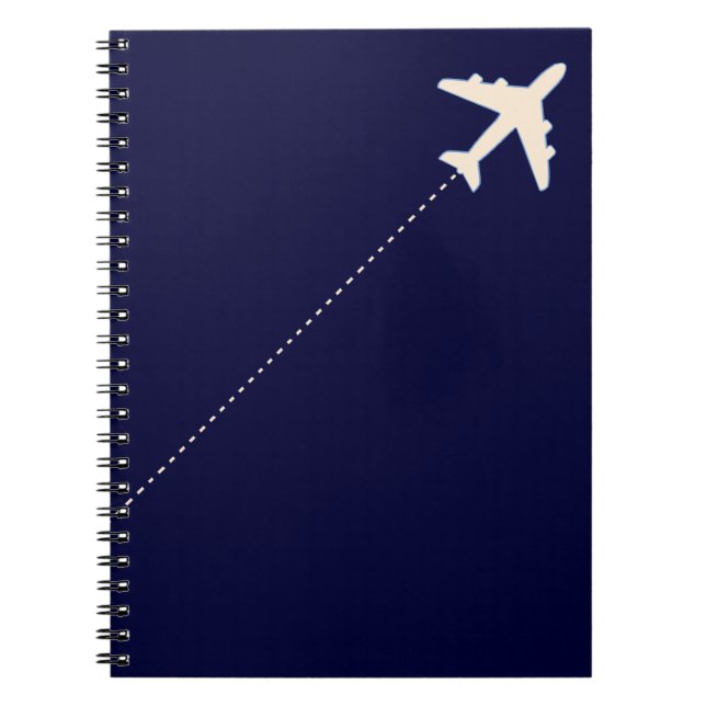 Caderno Espiral avião viagem com linha pontilhada (Frente)