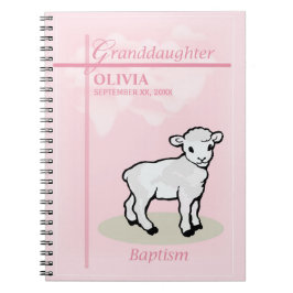 Caderno Espiral Avô, Baptism, Menina Rosa, Nome e Data