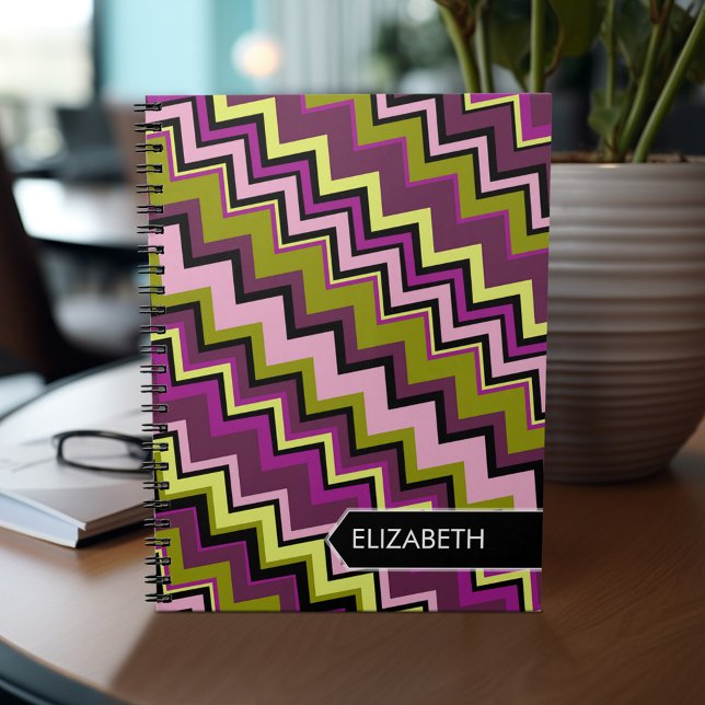 Caderno Espiral Avocado e Púrpura do Cevão - Nome Personalizado (Personalized notebook with custom text - add your name and other options)