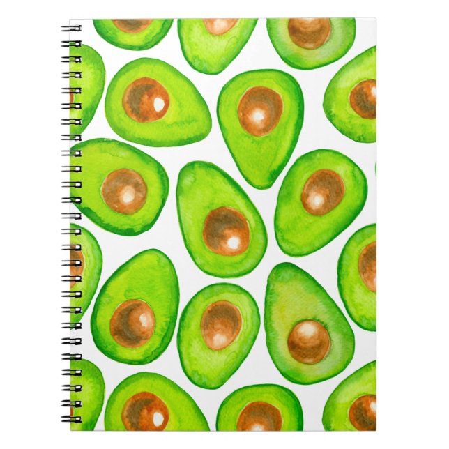 Caderno Espiral Avocado fatias aquarela (Frente)