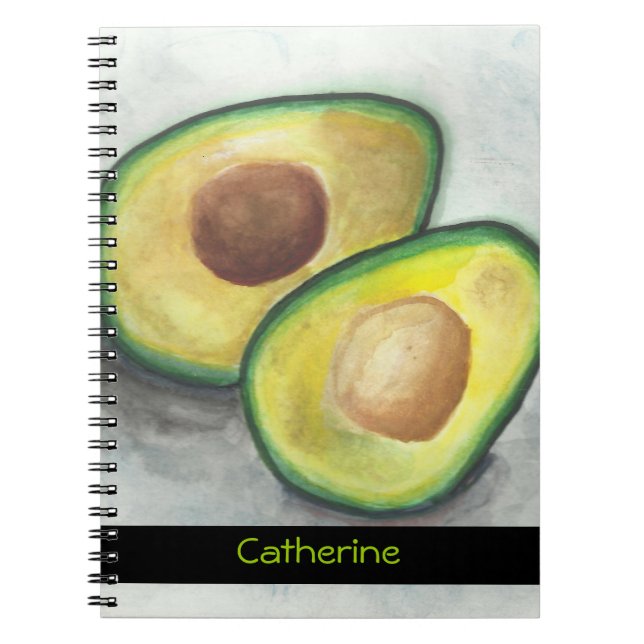 Caderno Espiral Avocado personalizado em aquarela (Frente)