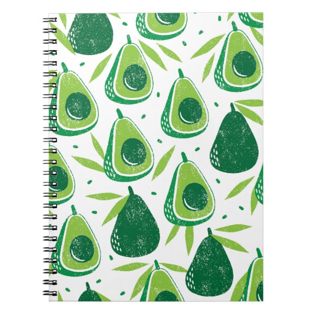 Caderno Espiral Avocado, selo texturizado, padrão perfeito. (Frente)