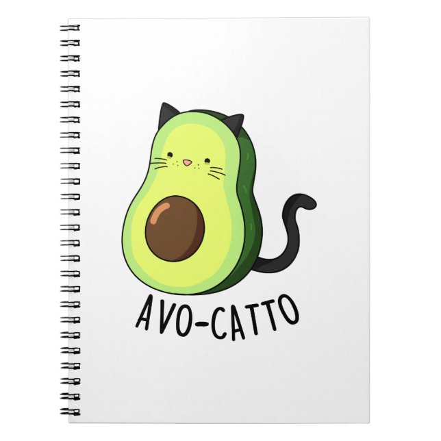 Caderno Espiral Avocatto Funny Avocado Cat Pun (Frente)