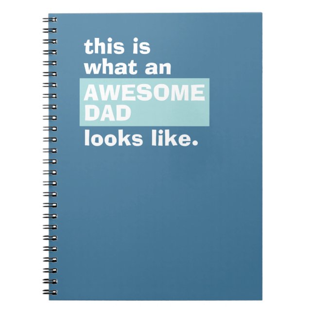 Caderno Espiral Awesome Dad Novelty Gift Blue Modern Notebook (Frente)