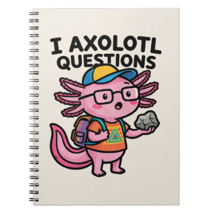 Caderno Espiral Axolote Nerd Sarcástico Eu Faço Perguntas de Axolo