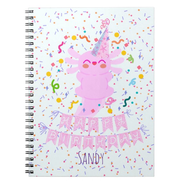 Caderno Espiral Axolotl birthday (Frente)