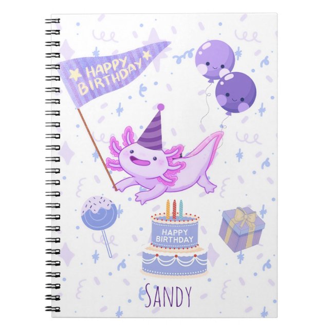 Caderno Espiral Axolotl birthday (Frente)