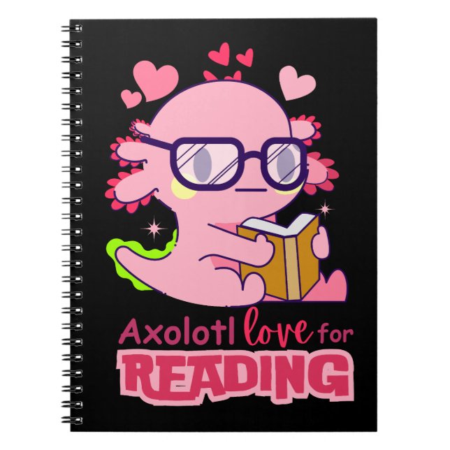 Caderno Espiral Axolotl Love for Lading Cute Black (Frente)