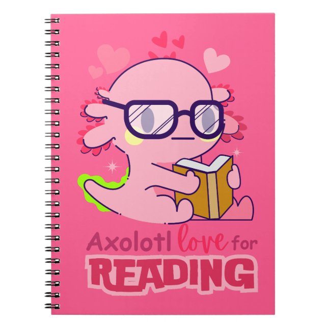 Caderno Espiral Axolotl Love for Lading Cute Dark Pink (Frente)