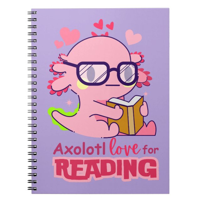 Caderno Espiral Axolotl Love for Lading Cute Lavanda (Frente)